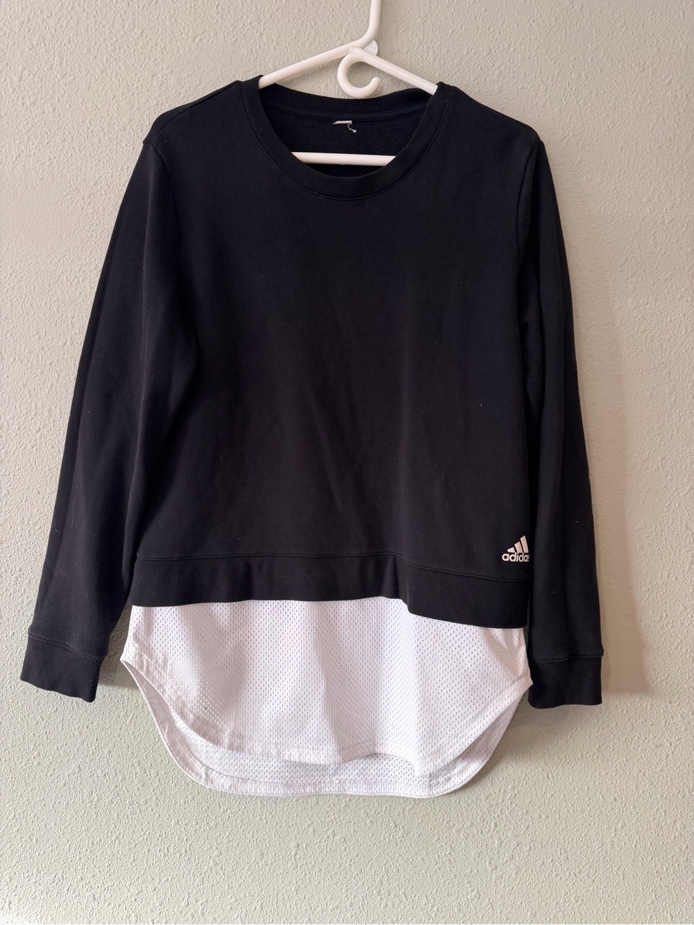 adidas women’s  Black Pullover with White Layered Hem